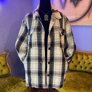Lucky Brand Black And Cream Plaid Shacket/Jacket Flannel Shirt Size M